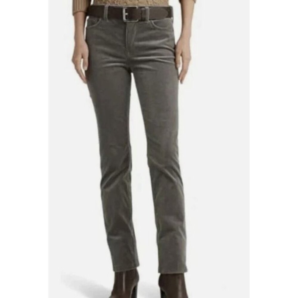 Lauren Ralph Lauren Stretch Mid-Rise Straight Leg Pants Grey Corduroy Size 6 NWT